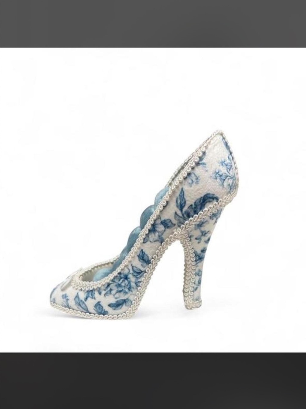 New Mini Blue & White Floral High Heel Jewelry Holder.